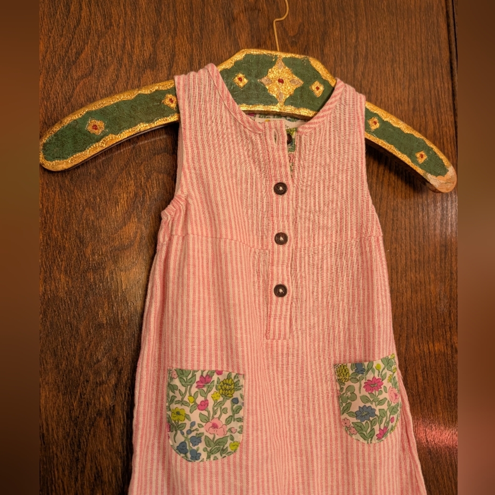 Baby Boden Linen/Rayon Seersucker Pink Floral One Piece Spring Easter 9mos - Picture 5 of 8